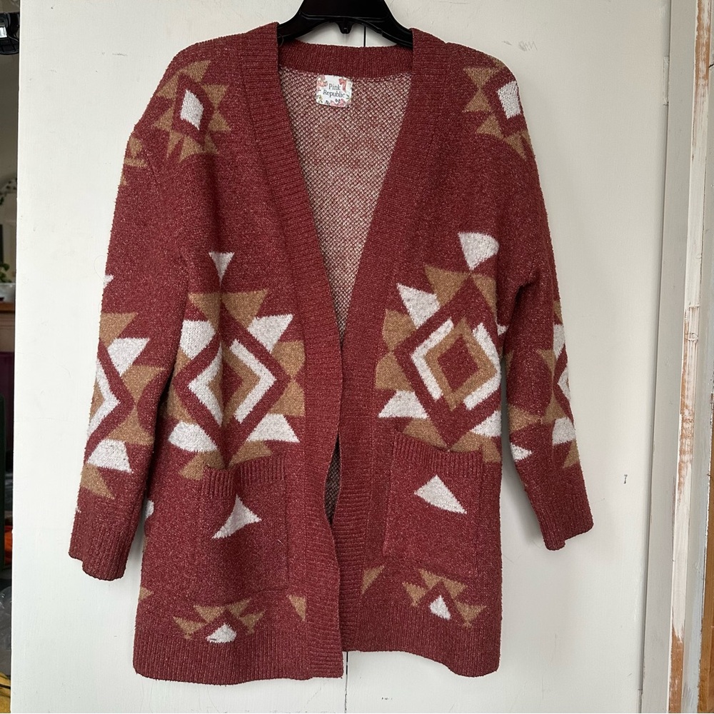 Pink Republic Aztec Western Design Cardigan Size XL